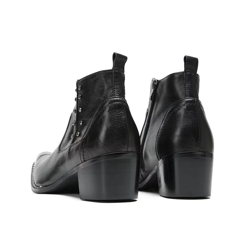 Chic Zipper Leather Ankle Boots