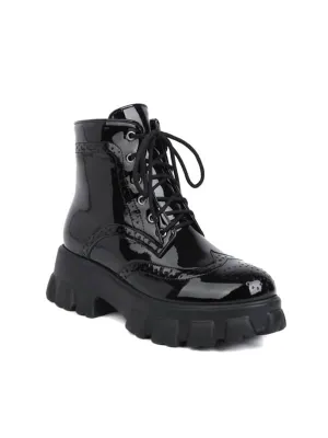 Crossed Laces Round Toe Platform&Boots