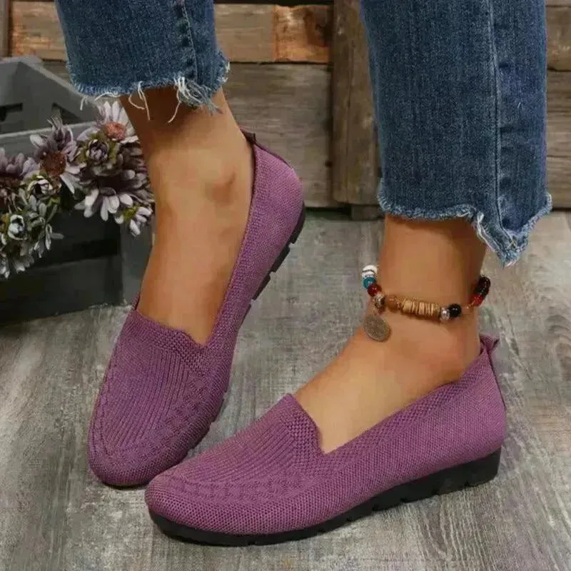 Elegant Casual Mesh Flats Shoes Fashion Solid Color Round Toe Loafers Cozy Lazy Shoes for Women